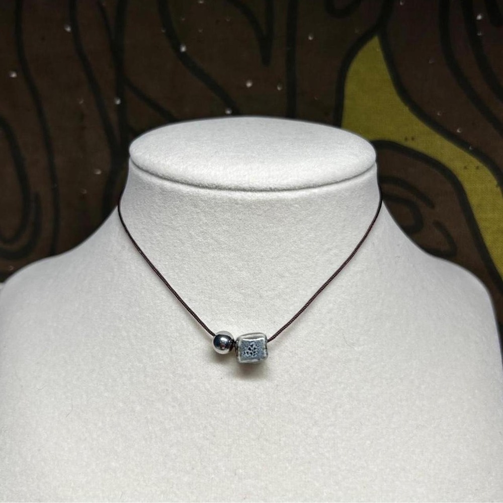 Ceramic boho stainless steel cord necklace minimalist chic adjustable
